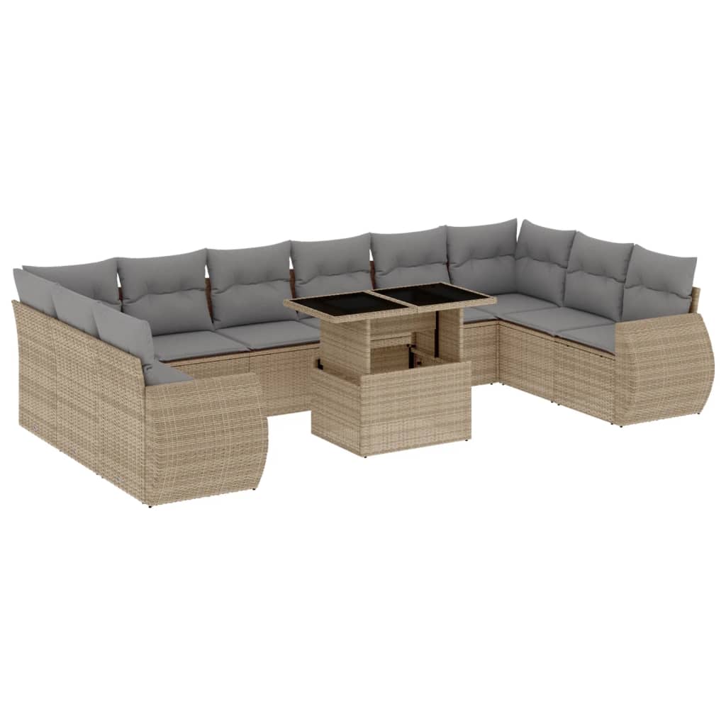 11-delige Tuinset met kussens poly rattan beige is nu te koop bij PeponiXL, paradijselijk wonen!