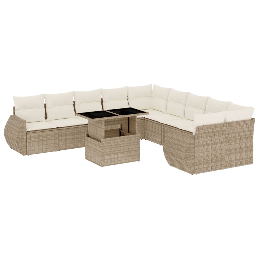 11-delige Tuinset met kussens poly rattan beige is nu te koop bij PeponiXL, paradijselijk wonen!