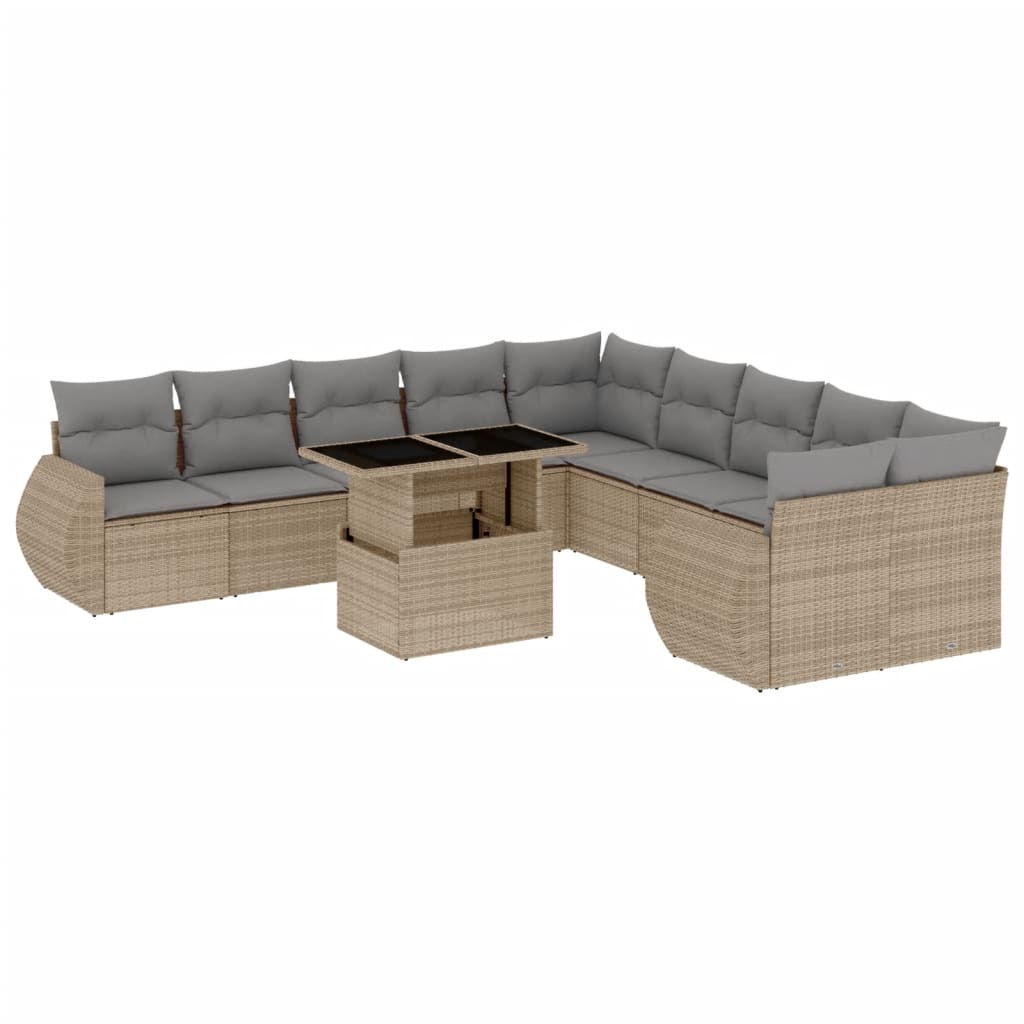11-delige Tuinset met kussens poly rattan beige is nu te koop bij PeponiXL, paradijselijk wonen!