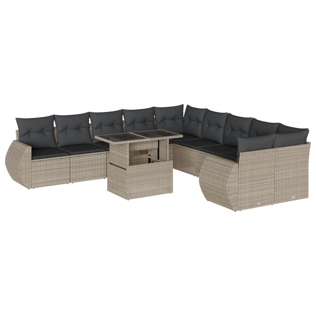 11-delige Loungeset met kussens poly rattan lichtgrijs is nu te koop bij PeponiXL, paradijselijk wonen!