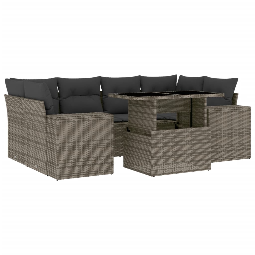 7-delige Loungeset met kussens poly rattan grijs is nu te koop bij PeponiXL, paradijselijk wonen!