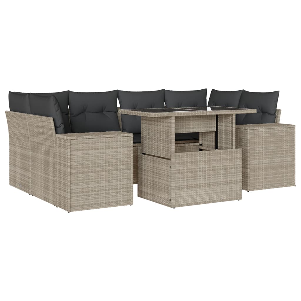 7-delige Loungeset met kussens poly rattan lichtgrijs is nu te koop bij PeponiXL, paradijselijk wonen!