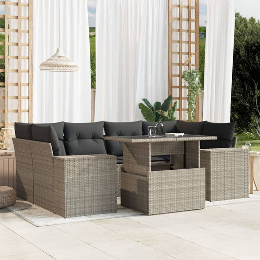 7-delige Loungeset met kussens poly rattan lichtgrijs is nu te koop bij PeponiXL, paradijselijk wonen!