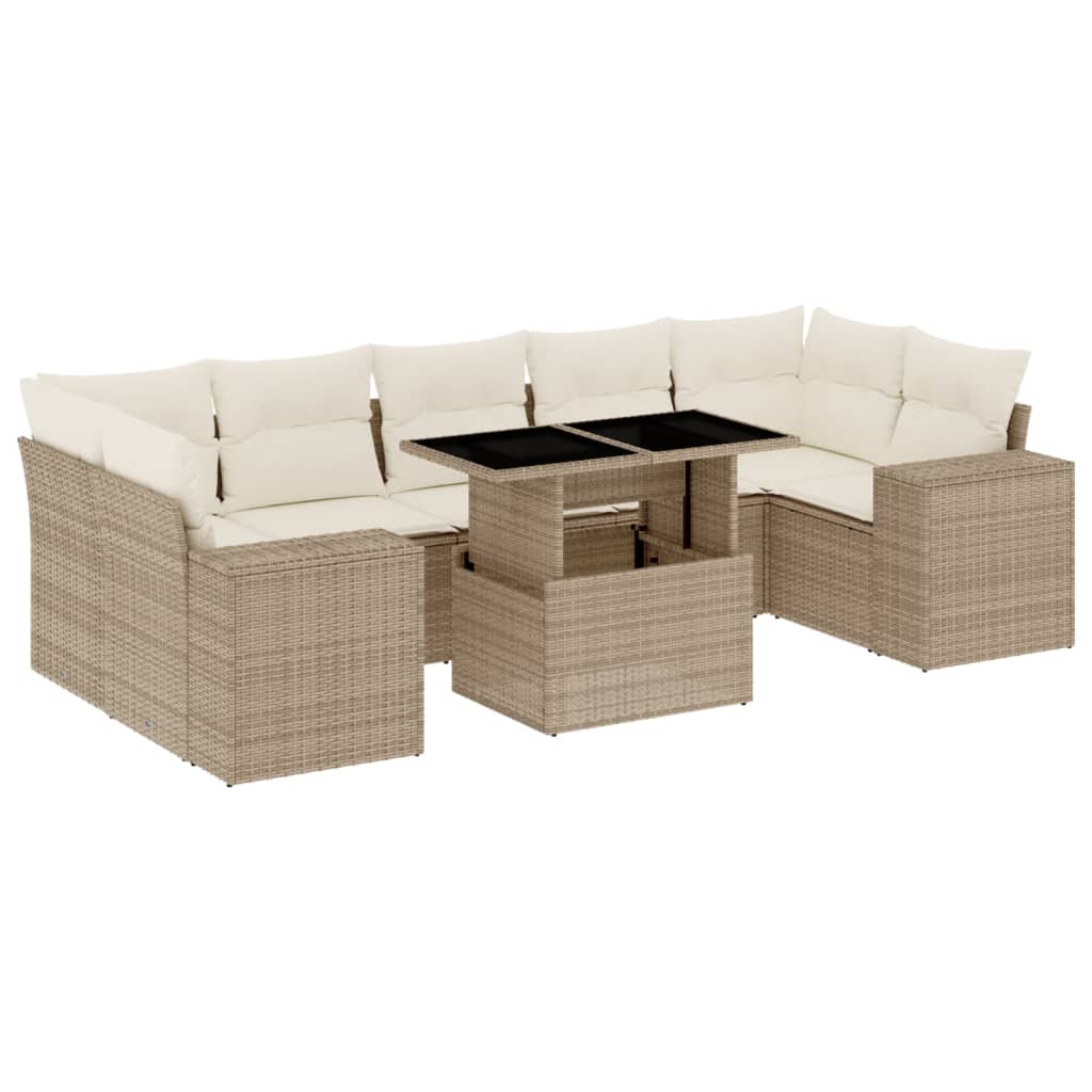 8-delige Loungeset met kussens poly rattan beige is nu te koop bij PeponiXL, paradijselijk wonen!