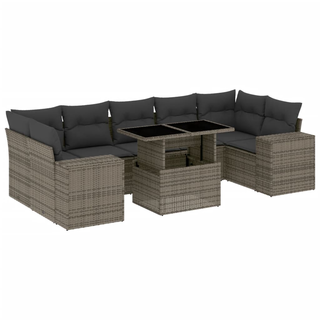 8-delige Loungeset met kussens poly rattan grijs is nu te koop bij PeponiXL, paradijselijk wonen!