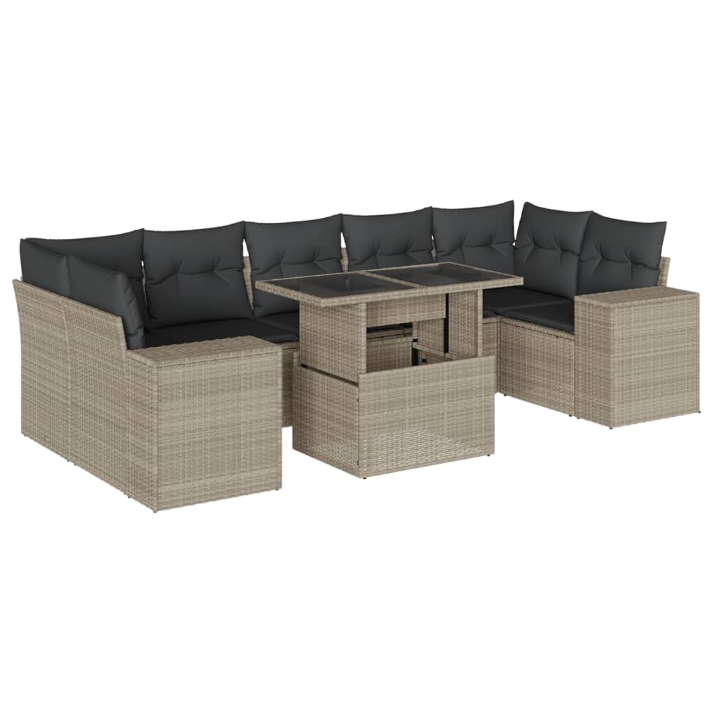 8-delige Loungeset met kussens poly rattan lichtgrijs is nu te koop bij PeponiXL, paradijselijk wonen!