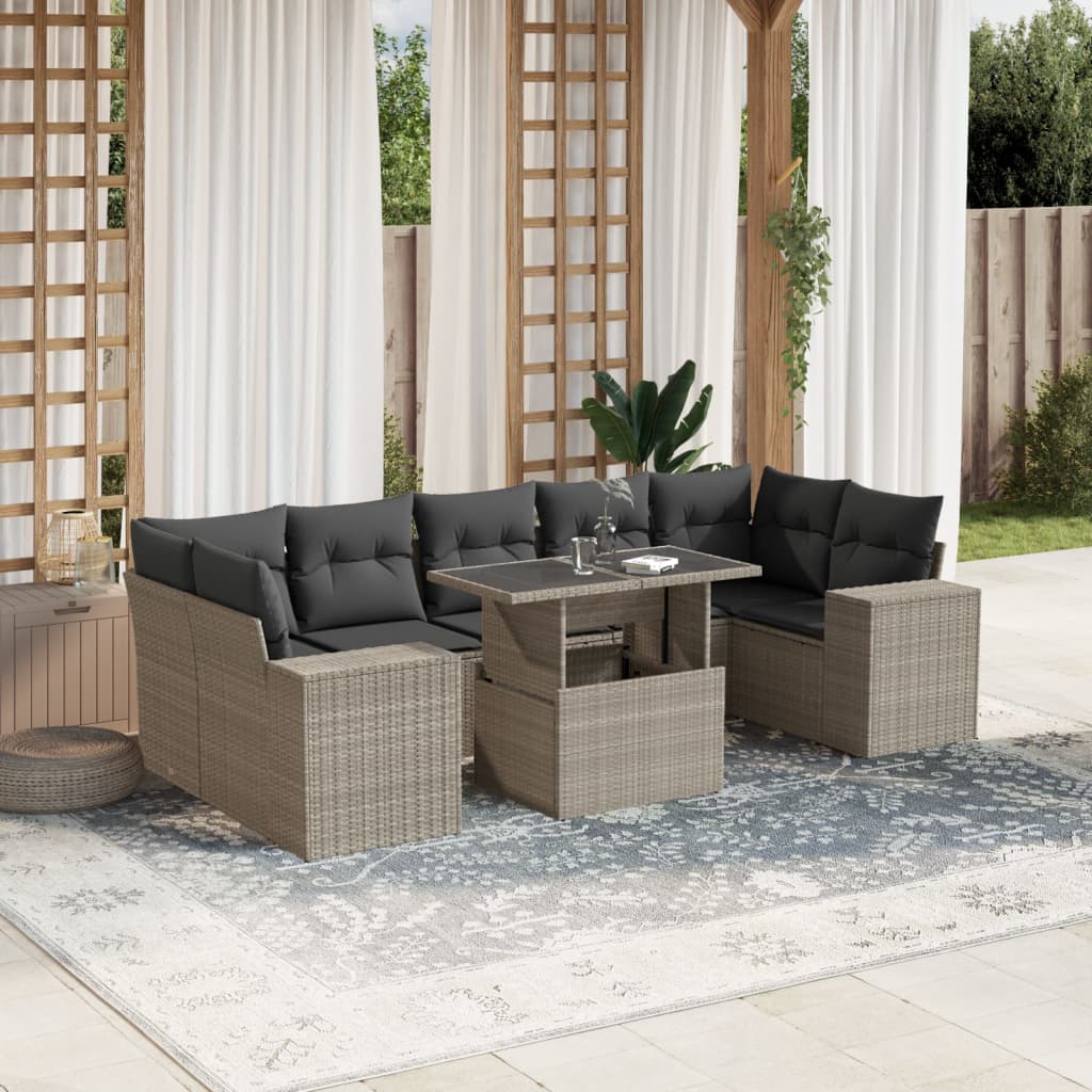 8-delige Loungeset met kussens poly rattan lichtgrijs is nu te koop bij PeponiXL, paradijselijk wonen!
