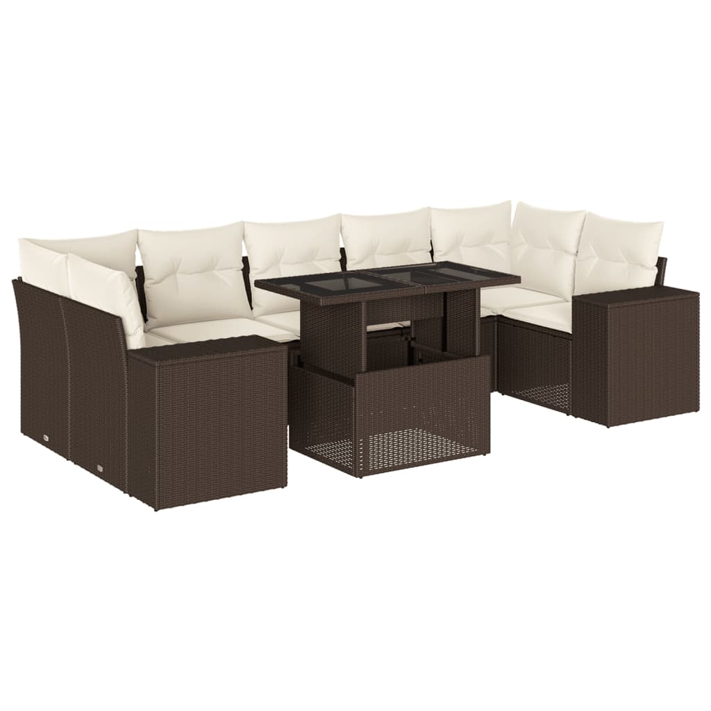 8-delige Loungeset met kussens poly rattan bruin is nu te koop bij PeponiXL, paradijselijk wonen!