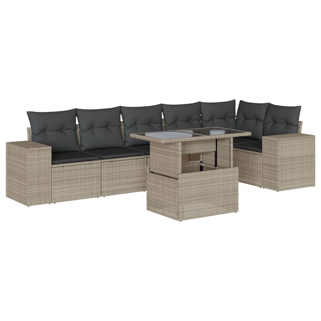 7-delige Loungeset met kussens poly rattan lichtgrijs is nu te koop bij PeponiXL, paradijselijk wonen!