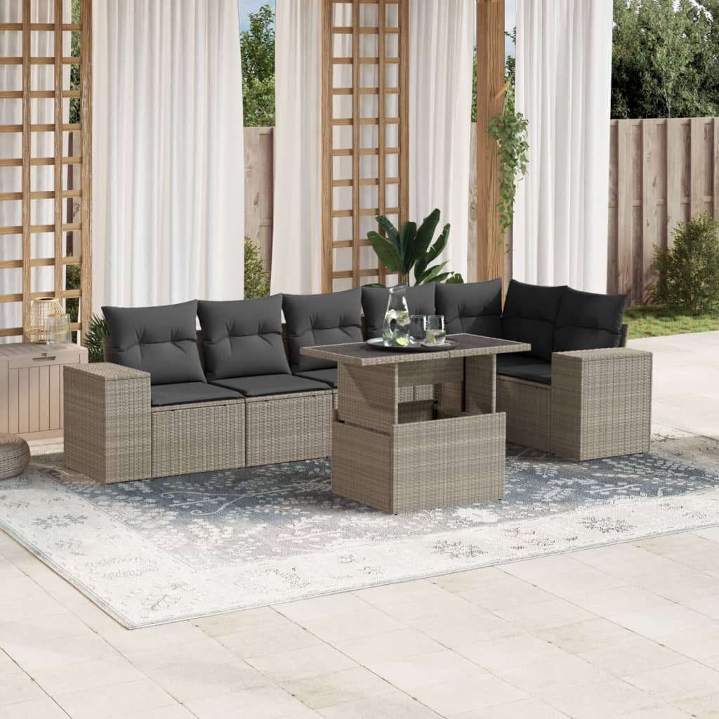 7-delige Loungeset met kussens poly rattan lichtgrijs is nu te koop bij PeponiXL, paradijselijk wonen!