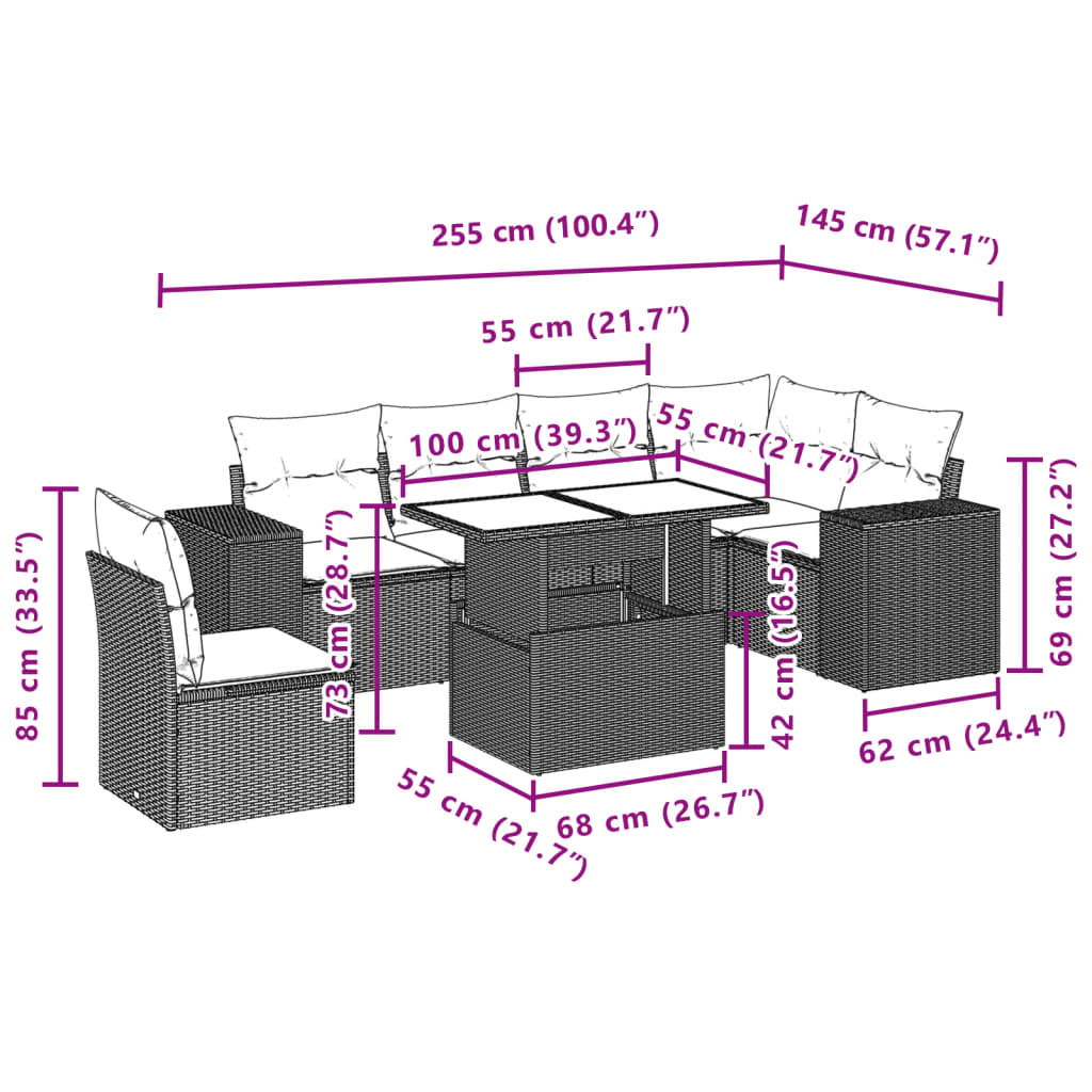 7-delige Loungeset met kussens poly rattan lichtgrijs is nu te koop bij PeponiXL, paradijselijk wonen!