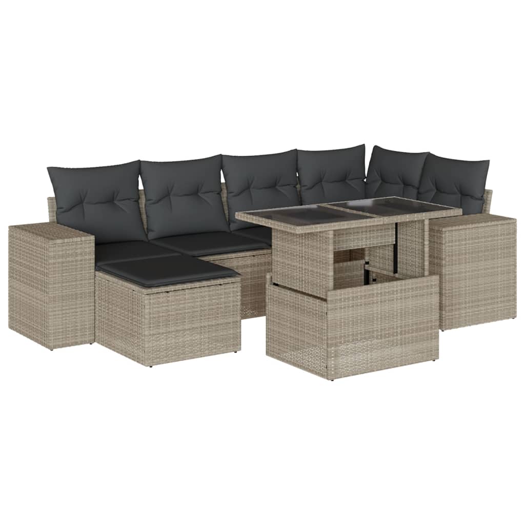 7-delige Loungeset met kussens poly rattan lichtgrijs is nu te koop bij PeponiXL, paradijselijk wonen!