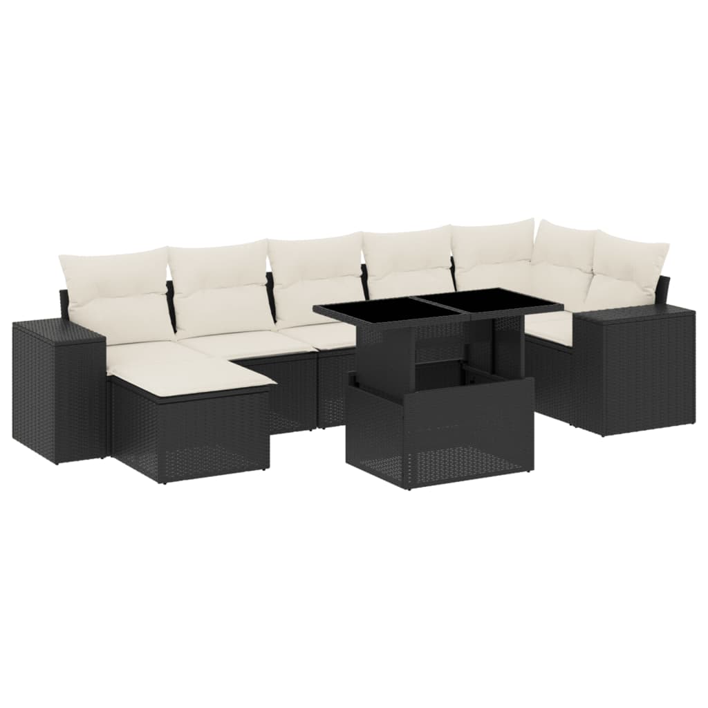 8-delige Loungeset met kussens poly rattan zwart is nu te koop bij PeponiXL, paradijselijk wonen!