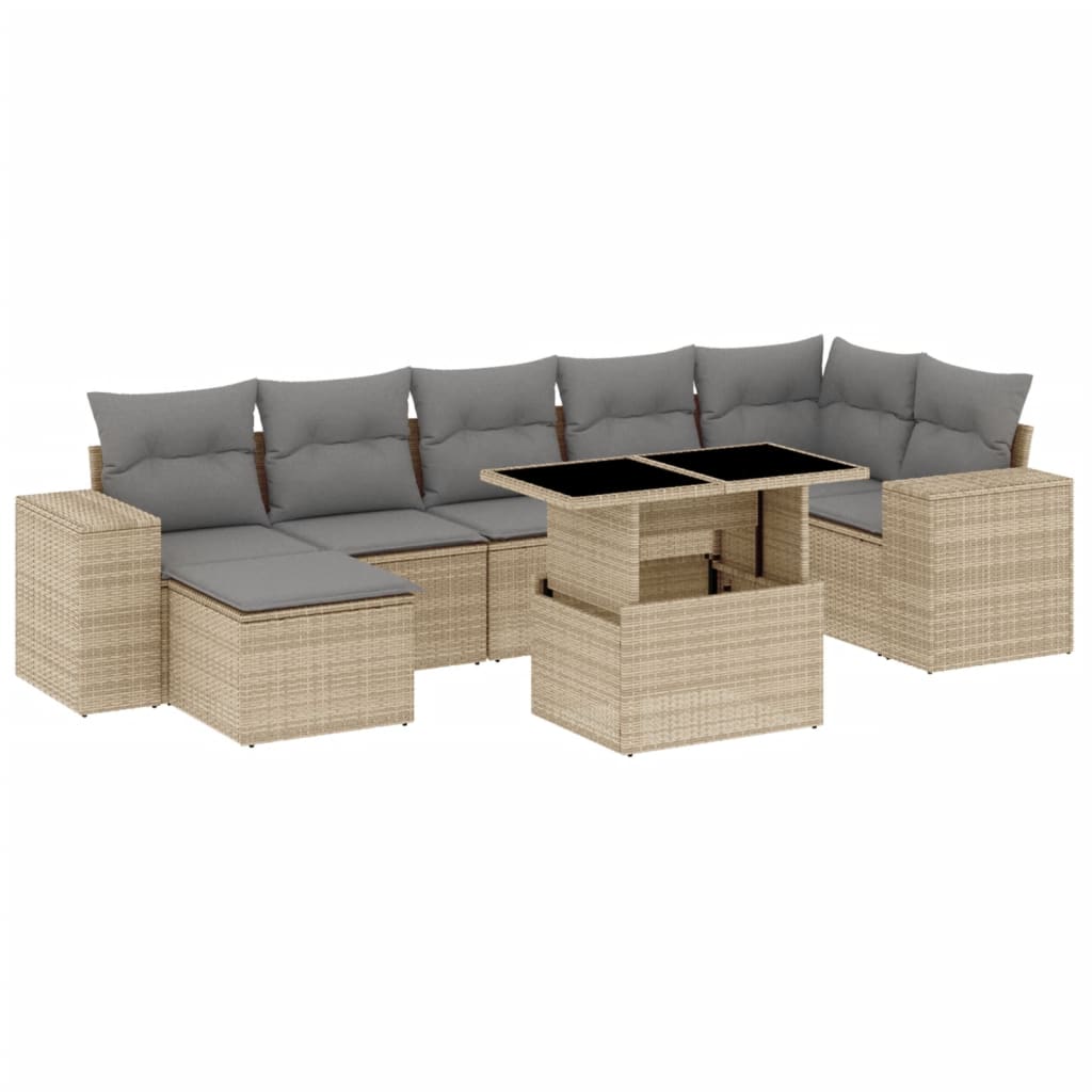 8-delige Loungeset met kussens poly rattan beige is nu te koop bij PeponiXL, paradijselijk wonen!