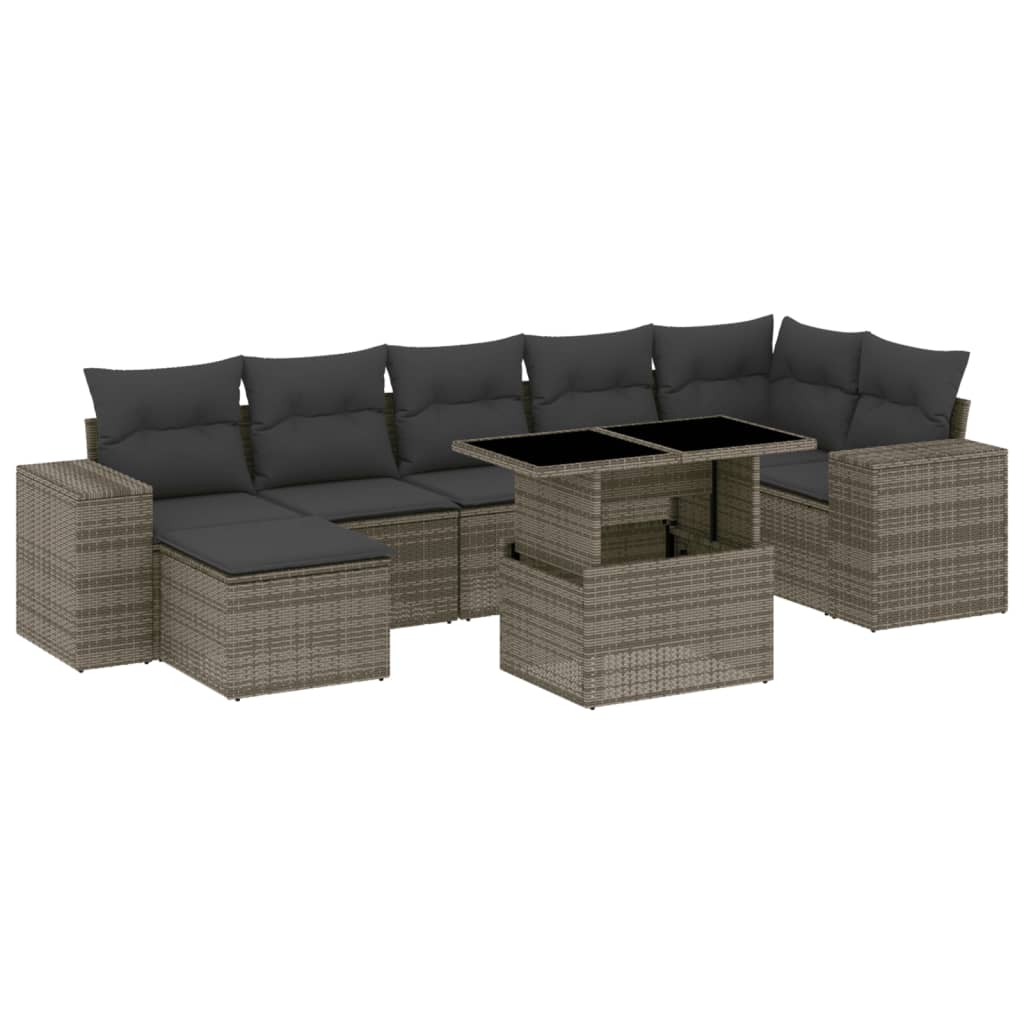 8-delige Loungeset met kussens poly rattan grijs is nu te koop bij PeponiXL, paradijselijk wonen!