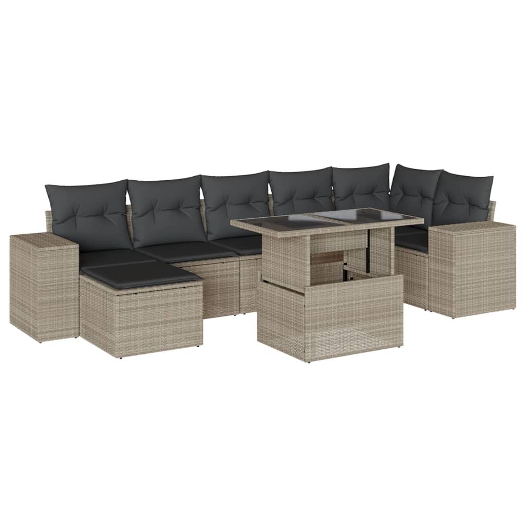 8-delige Loungeset met kussens poly rattan lichtgrijs is nu te koop bij PeponiXL, paradijselijk wonen!