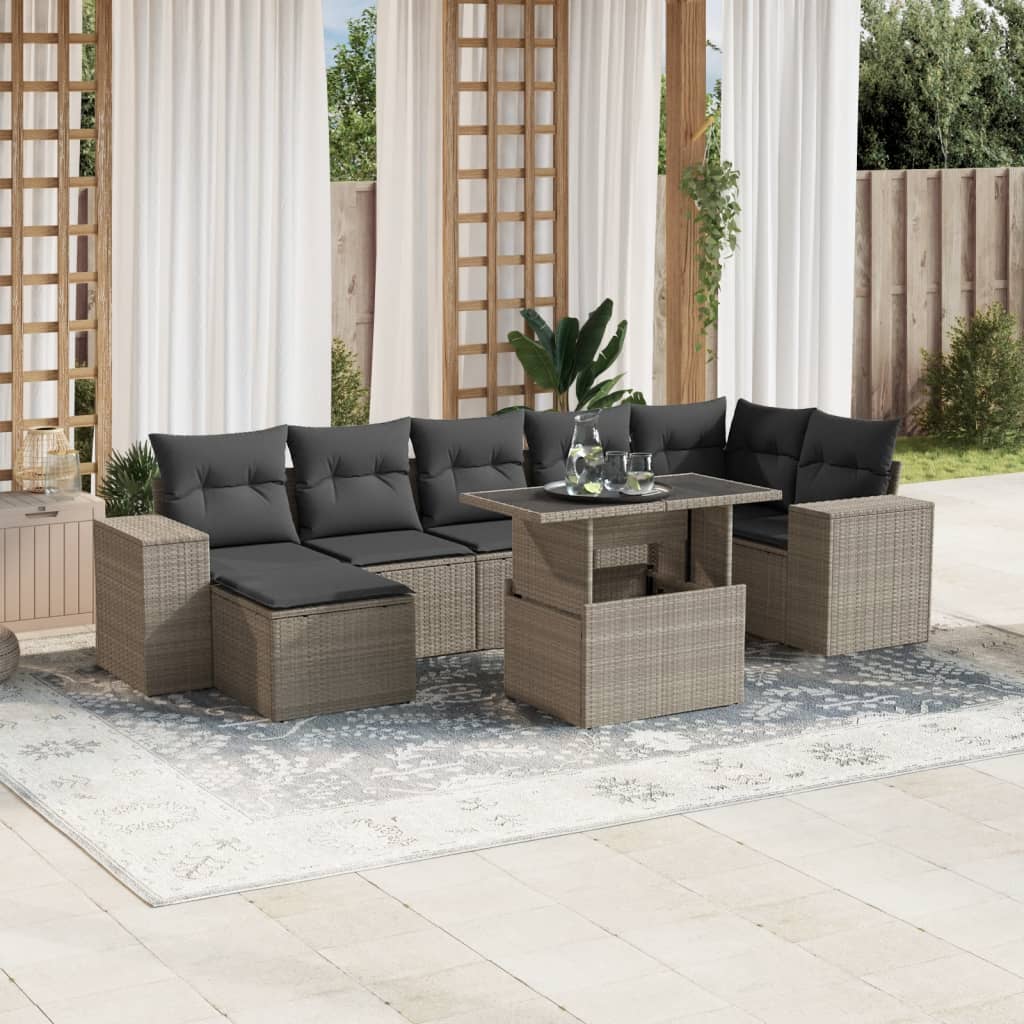 8-delige Loungeset met kussens poly rattan lichtgrijs is nu te koop bij PeponiXL, paradijselijk wonen!