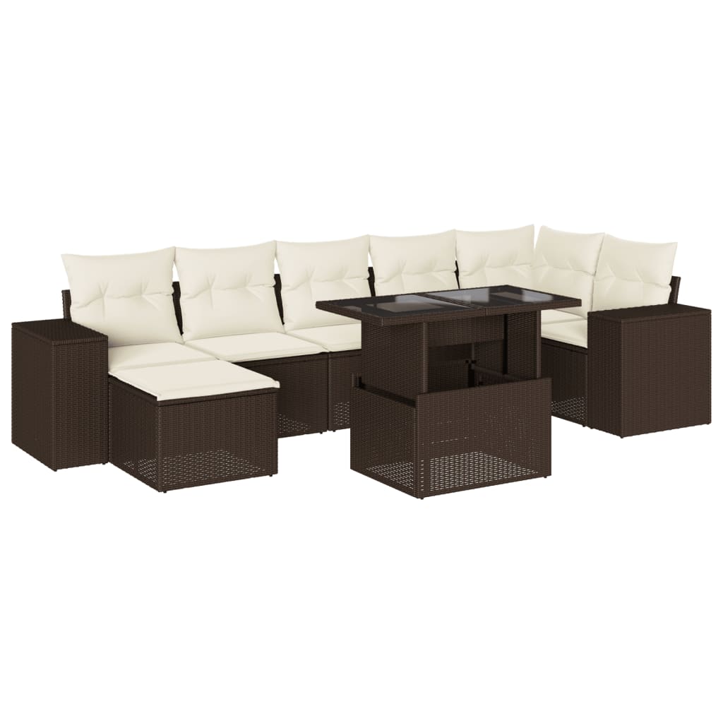 8-delige Loungeset met kussens poly rattan bruin is nu te koop bij PeponiXL, paradijselijk wonen!