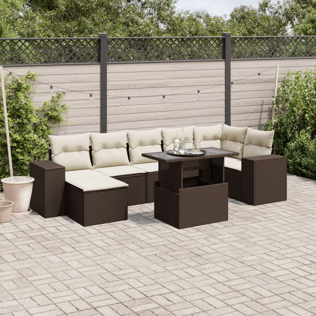 8-delige Loungeset met kussens poly rattan bruin is nu te koop bij PeponiXL, paradijselijk wonen!