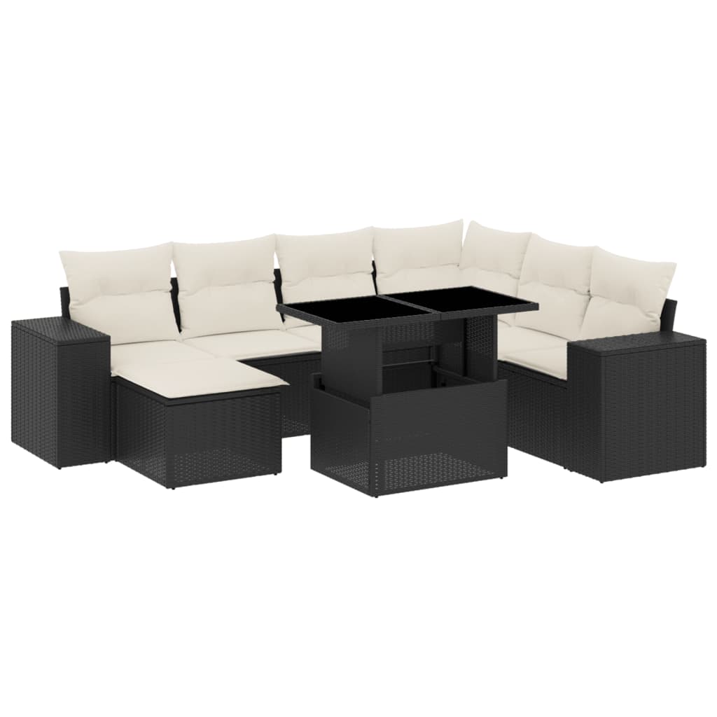 8-delige Loungeset met kussens poly rattan zwart is nu te koop bij PeponiXL, paradijselijk wonen!