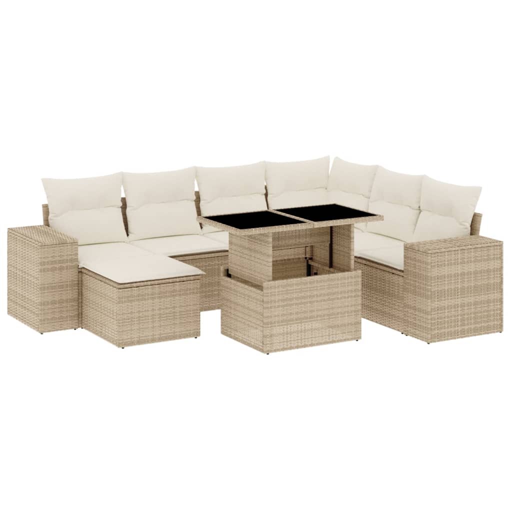 8-delige Loungeset met kussens poly rattan beige is nu te koop bij PeponiXL, paradijselijk wonen!