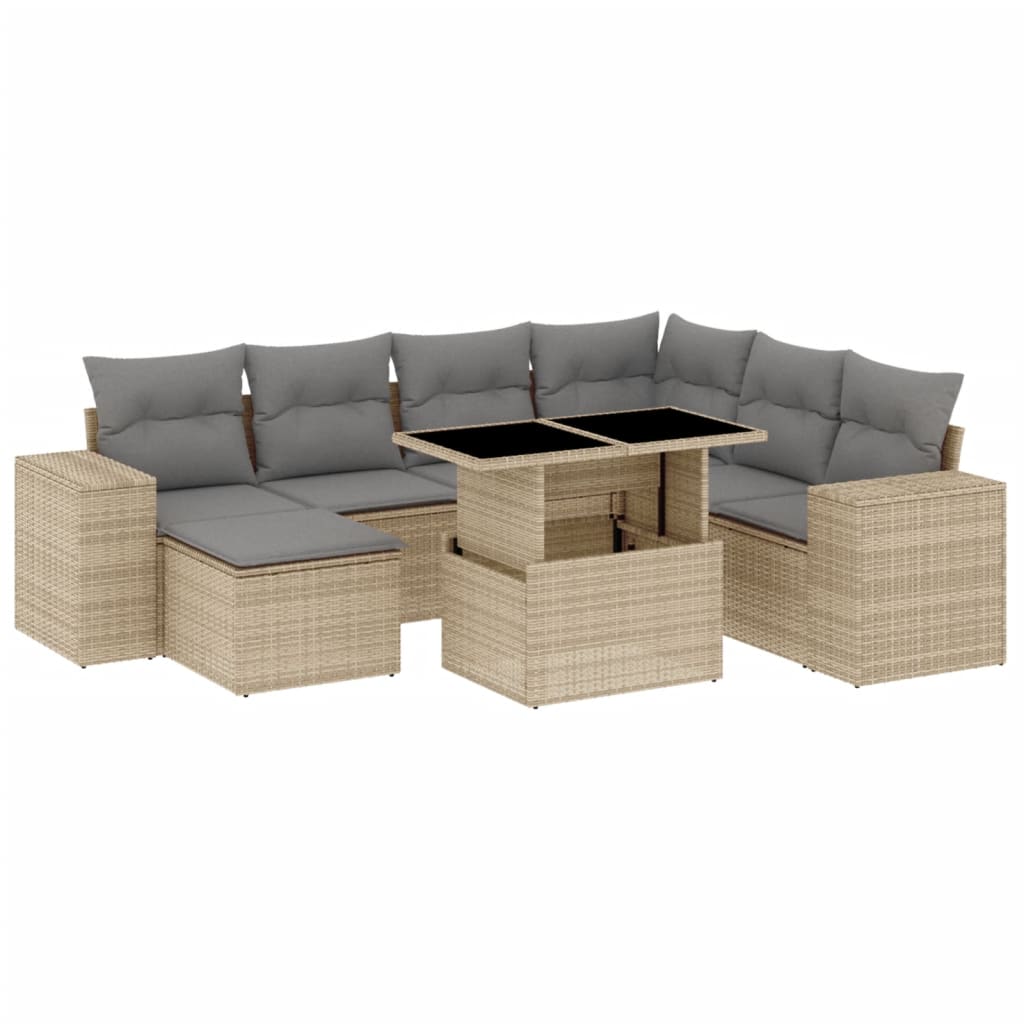 8-delige Loungeset met kussens poly rattan beige is nu te koop bij PeponiXL, paradijselijk wonen!