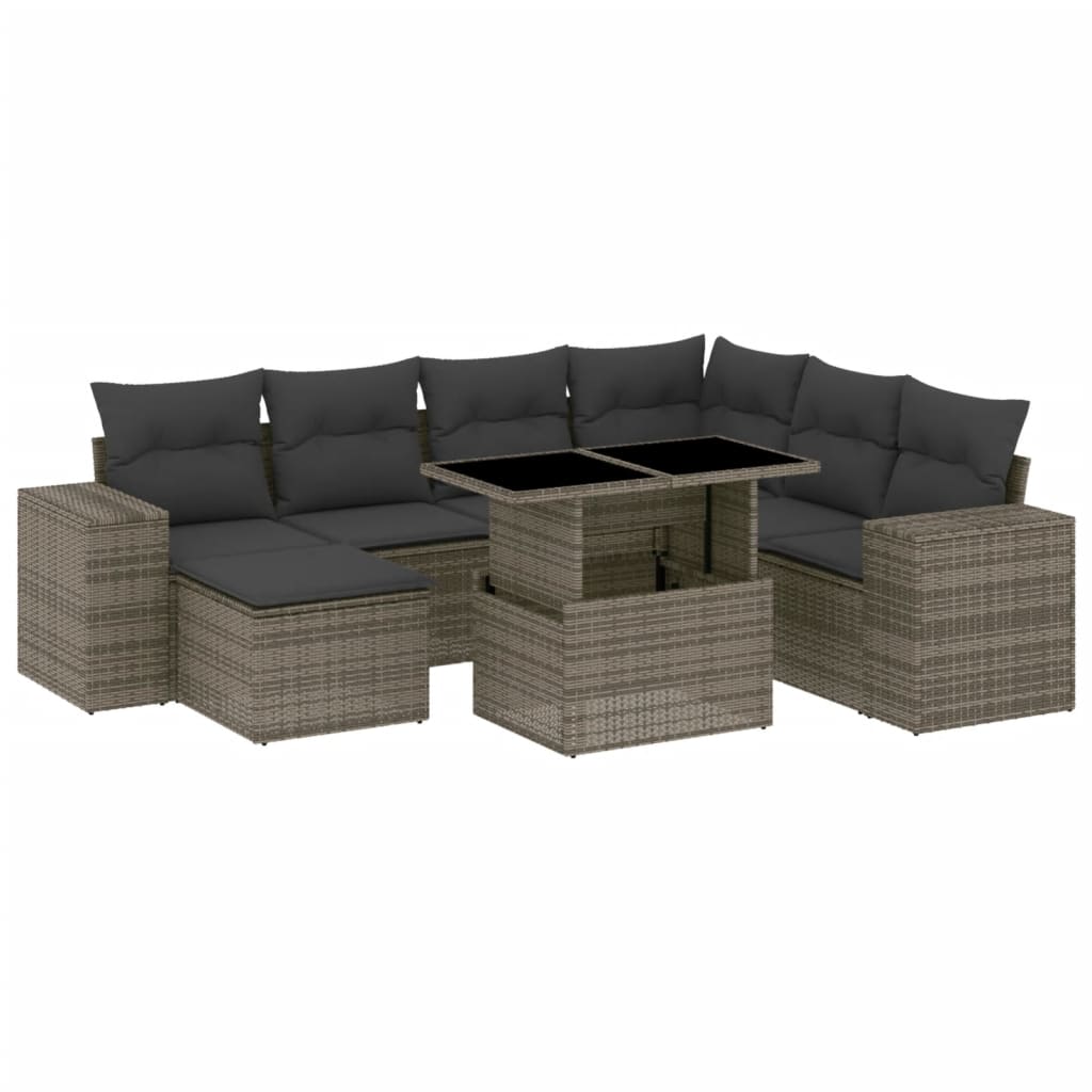 8-delige Loungeset met kussens poly rattan grijs is nu te koop bij PeponiXL, paradijselijk wonen!
