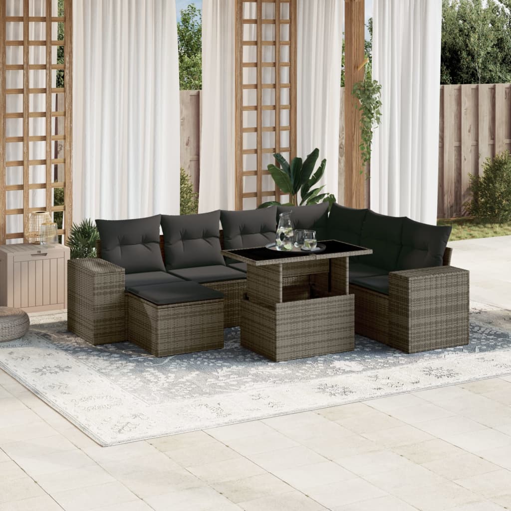 8-delige Loungeset met kussens poly rattan grijs is nu te koop bij PeponiXL, paradijselijk wonen!