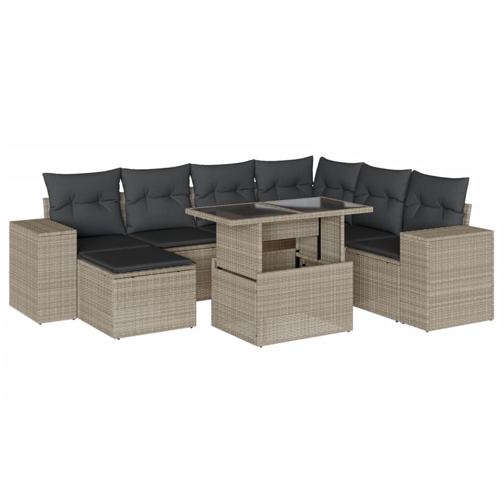 8-delige Loungeset met kussens poly rattan lichtgrijs is nu te koop bij PeponiXL, paradijselijk wonen!