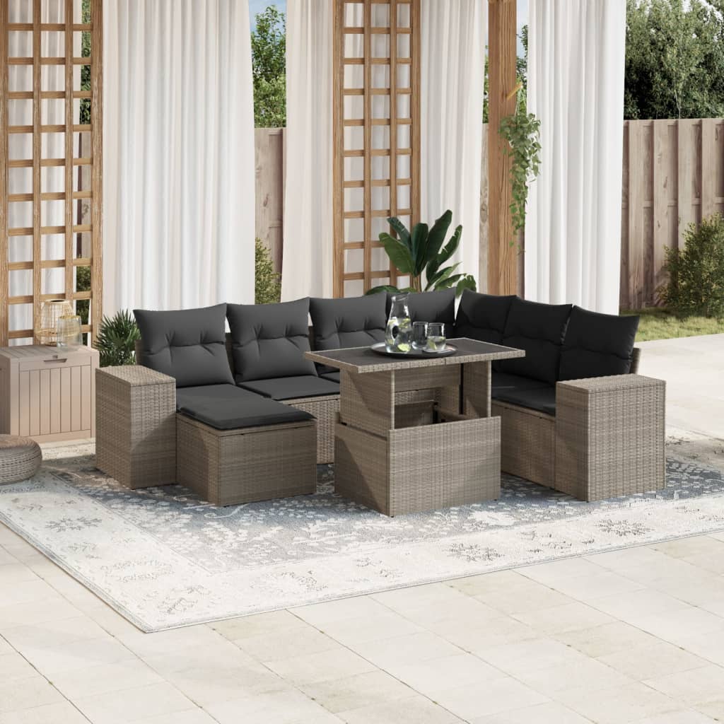 8-delige Loungeset met kussens poly rattan lichtgrijs is nu te koop bij PeponiXL, paradijselijk wonen!