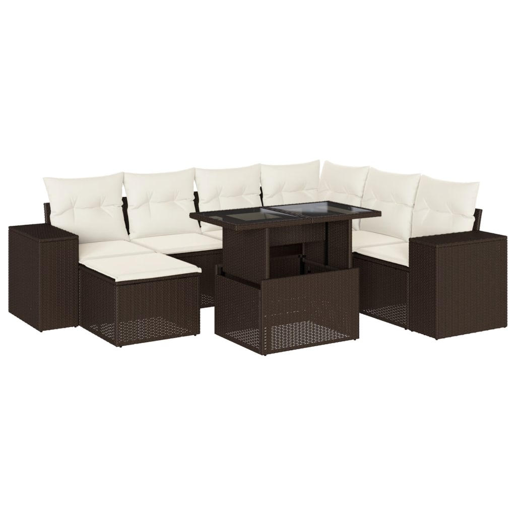 8-delige Loungeset met kussens poly rattan bruin is nu te koop bij PeponiXL, paradijselijk wonen!
