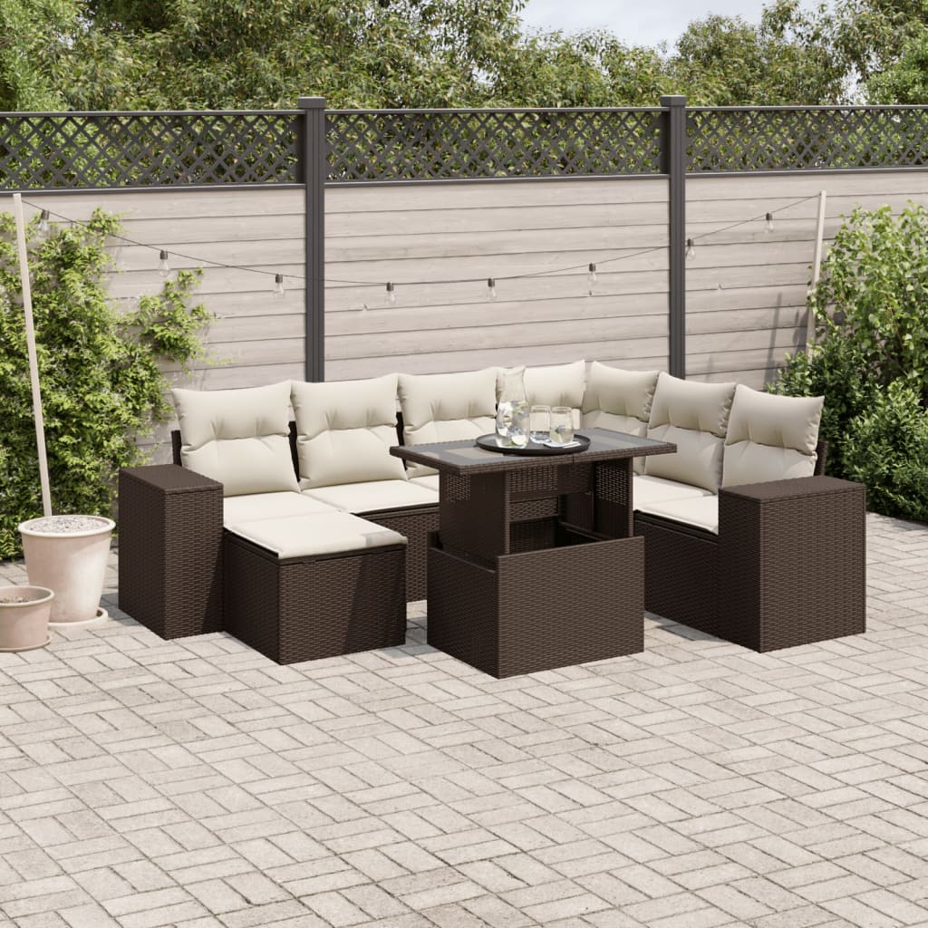 8-delige Loungeset met kussens poly rattan bruin is nu te koop bij PeponiXL, paradijselijk wonen!