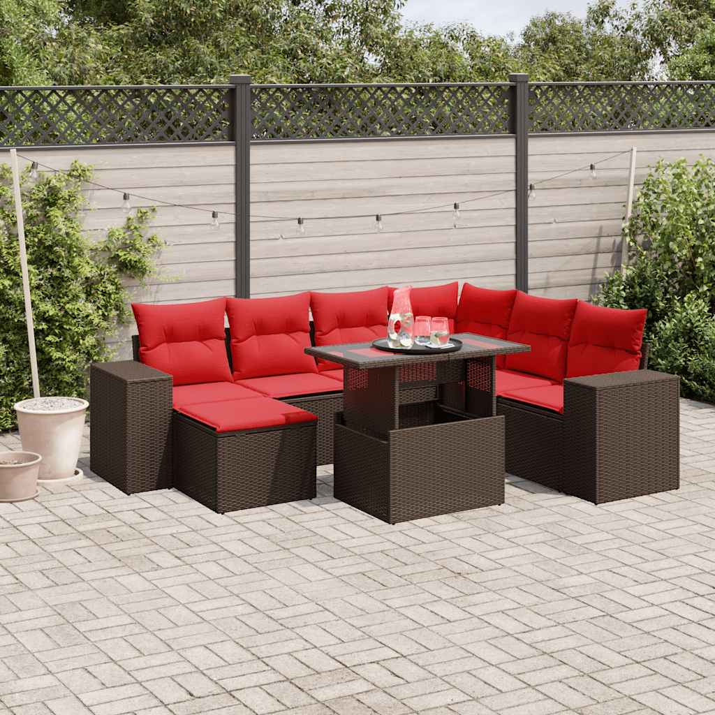 8-delige tuinbankset met kussens, bruin polyrotan is nu te koop bij PeponiXL, paradijselijk wonen!