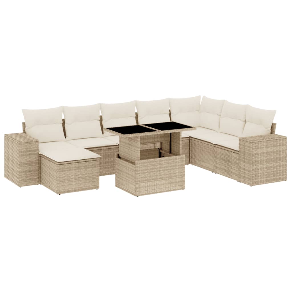 9-delige Loungeset met kussens poly rattan beige is nu te koop bij PeponiXL, paradijselijk wonen!