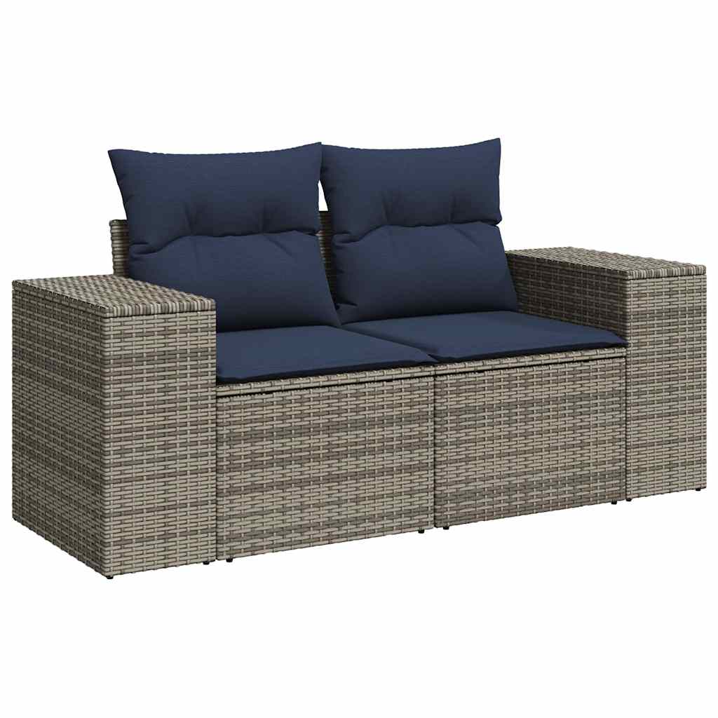 9-delige tuinbankset met kussens, grijs polyrotan is nu te koop bij PeponiXL, paradijselijk wonen!