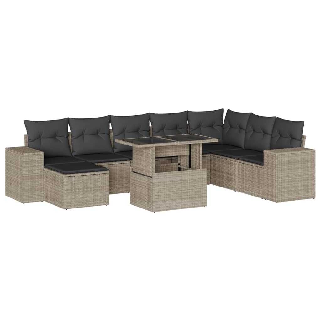 9-delige Loungeset met kussens poly rattan lichtgrijs is nu te koop bij PeponiXL, paradijselijk wonen!