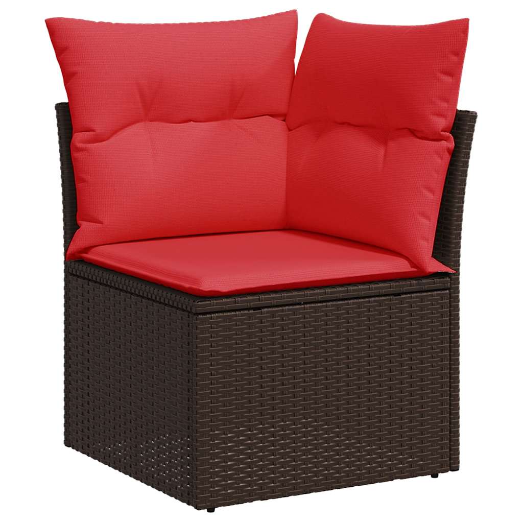 9-delige tuinbankset met kussens, bruin polyrotan is nu te koop bij PeponiXL, paradijselijk wonen!
