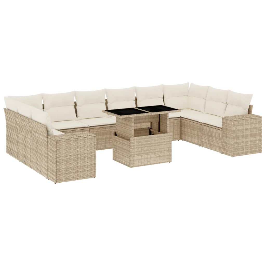 11-delige Tuinset met kussens poly rattan beige is nu te koop bij PeponiXL, paradijselijk wonen!