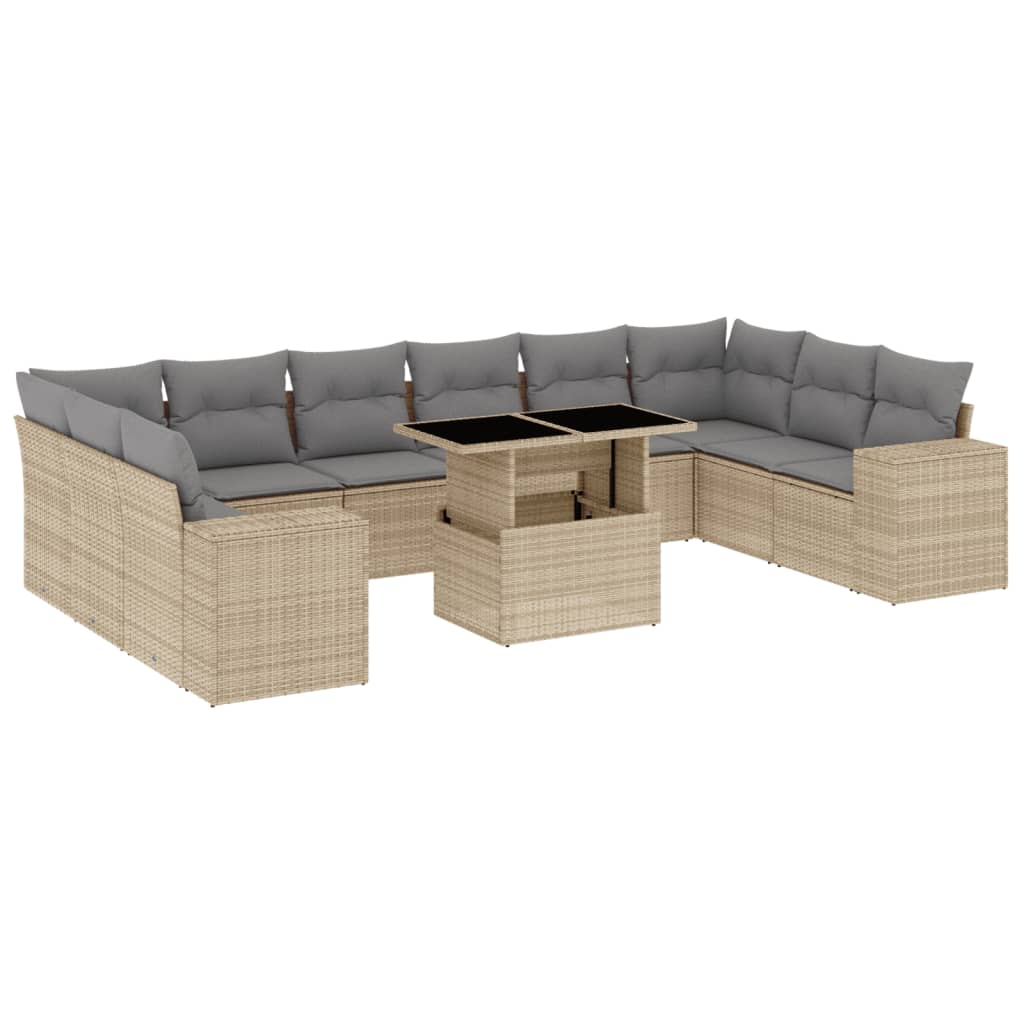11-delige Tuinset met kussens poly rattan beige is nu te koop bij PeponiXL, paradijselijk wonen!