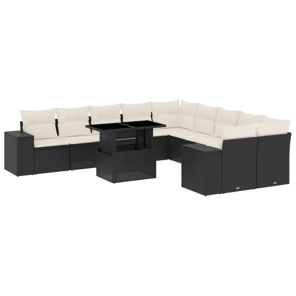 11-delige Loungeset met kussens poly rattan zwart is nu te koop bij PeponiXL, paradijselijk wonen!