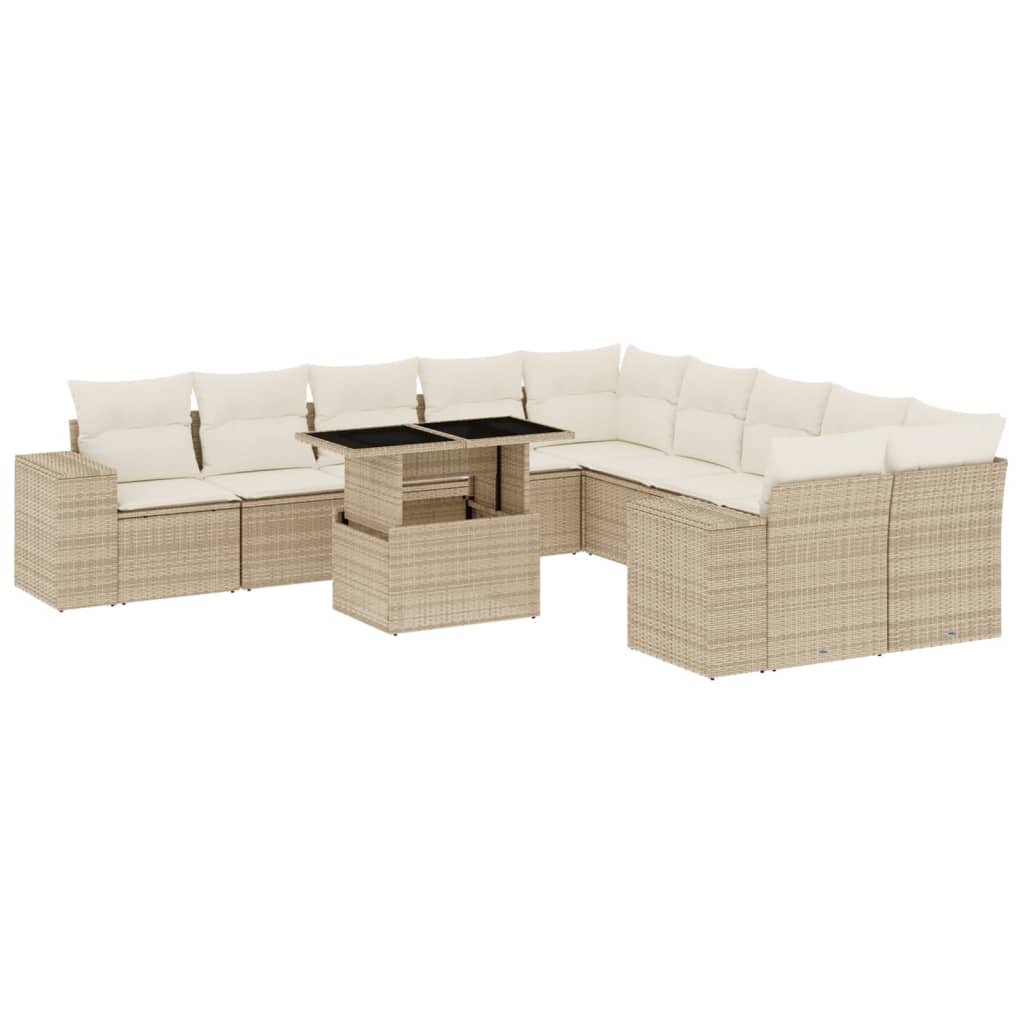 11-delige Tuinset met kussens poly rattan beige is nu te koop bij PeponiXL, paradijselijk wonen!