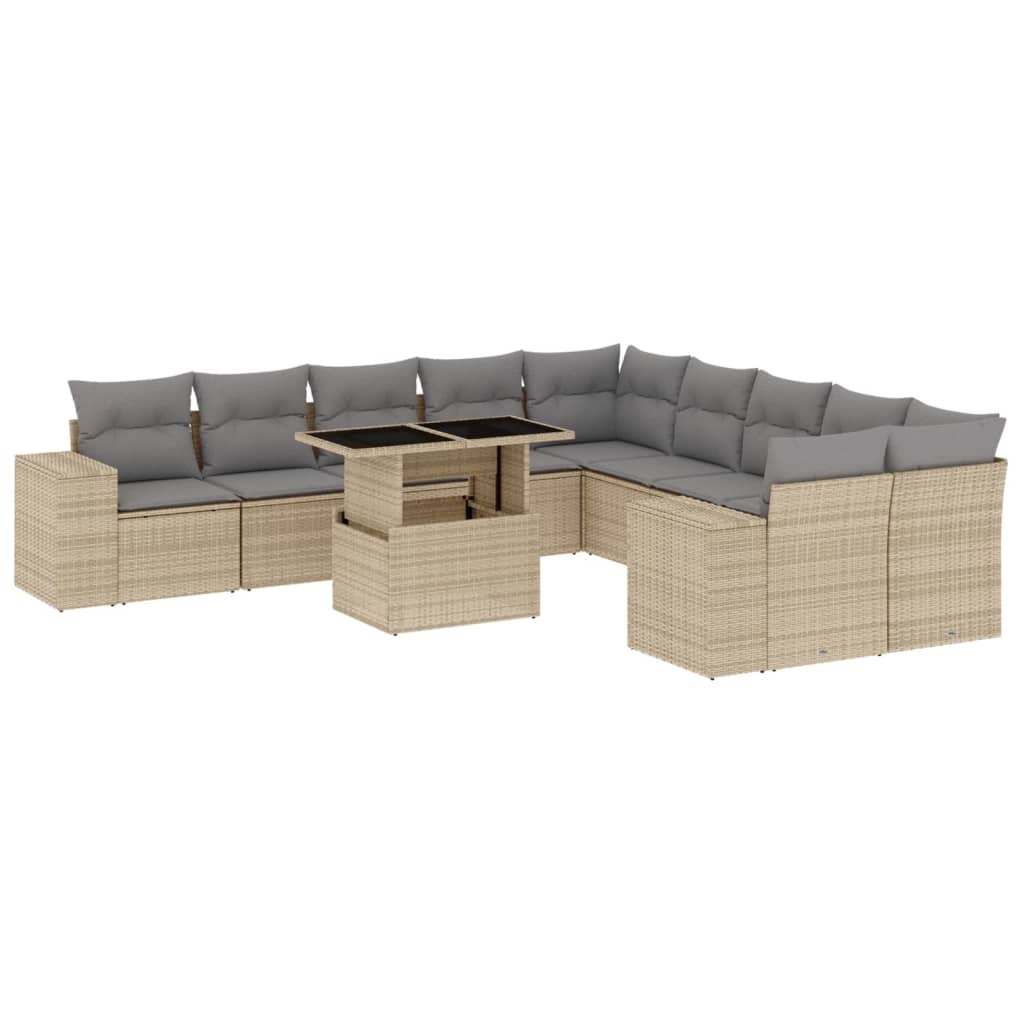 11-delige Tuinset met kussens poly rattan beige is nu te koop bij PeponiXL, paradijselijk wonen!