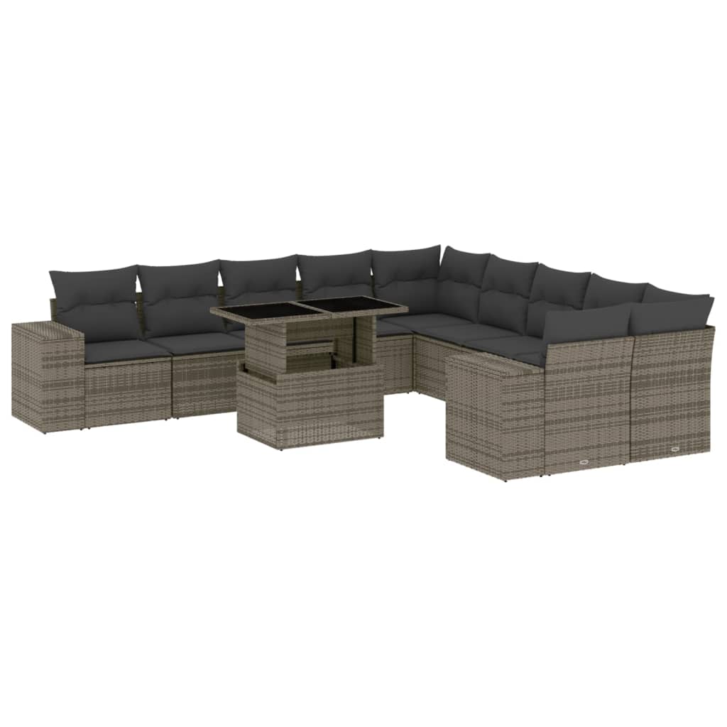 11-delige Loungeset met kussens poly rattan grijs is nu te koop bij PeponiXL, paradijselijk wonen!