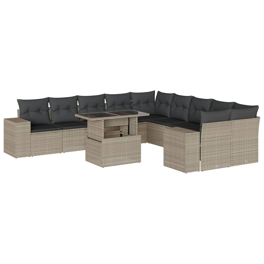 11-delige Loungeset met kussens poly rattan lichtgrijs is nu te koop bij PeponiXL, paradijselijk wonen!