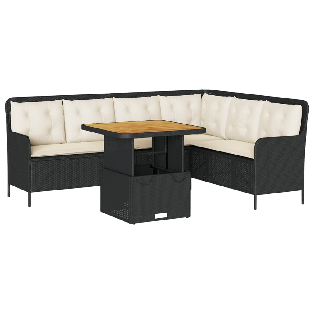 2-delige Loungeset met kussens poly rattan zwart is nu te koop bij PeponiXL, paradijselijk wonen!