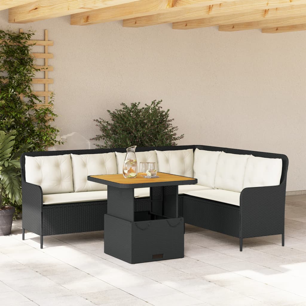2-delige Loungeset met kussens poly rattan zwart is nu te koop bij PeponiXL, paradijselijk wonen!