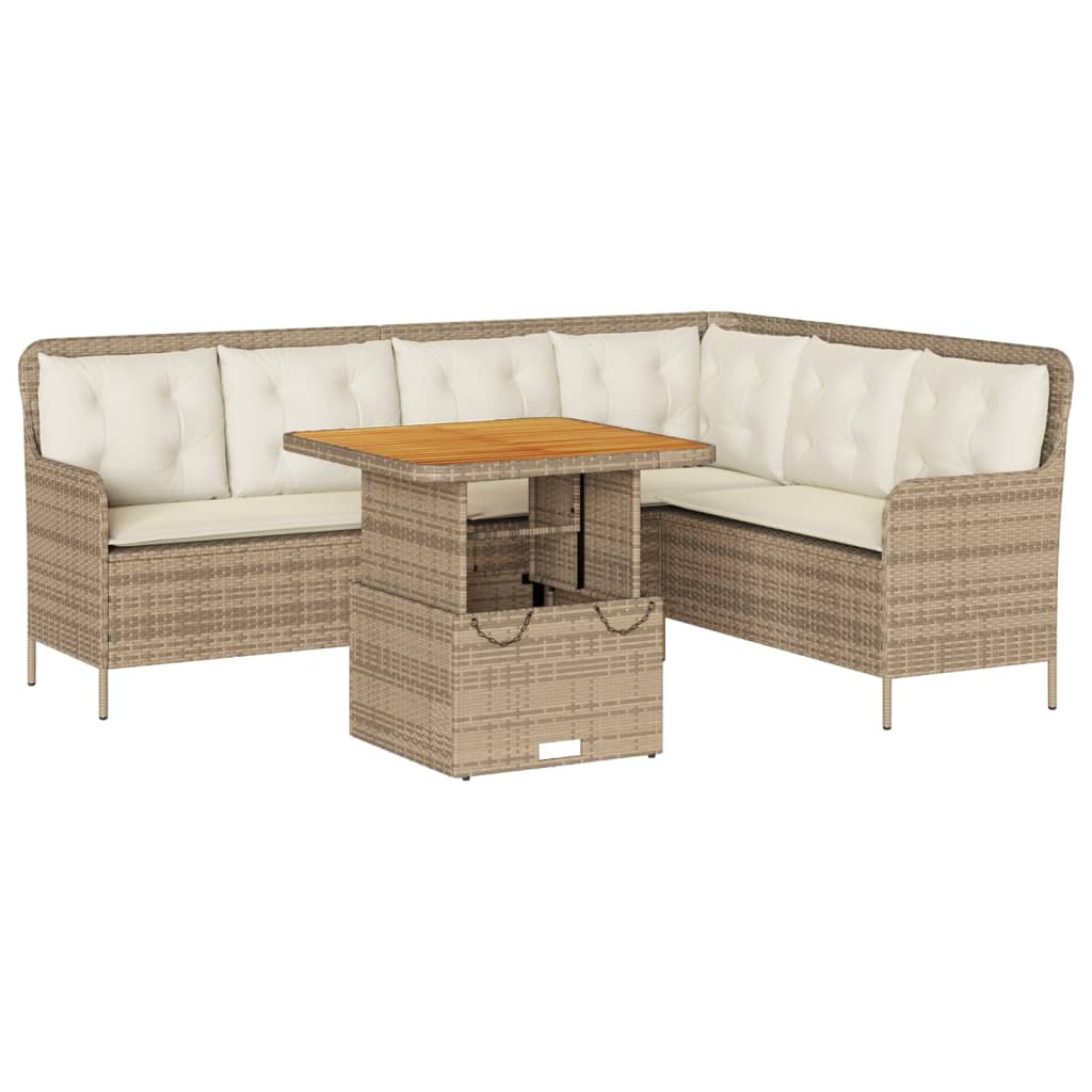 2-delige Loungeset met kussens poly rattan beige is nu te koop bij PeponiXL, paradijselijk wonen!