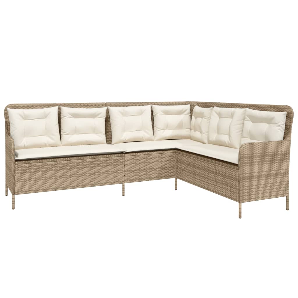 2-delige Loungeset met kussens poly rattan beige is nu te koop bij PeponiXL, paradijselijk wonen!