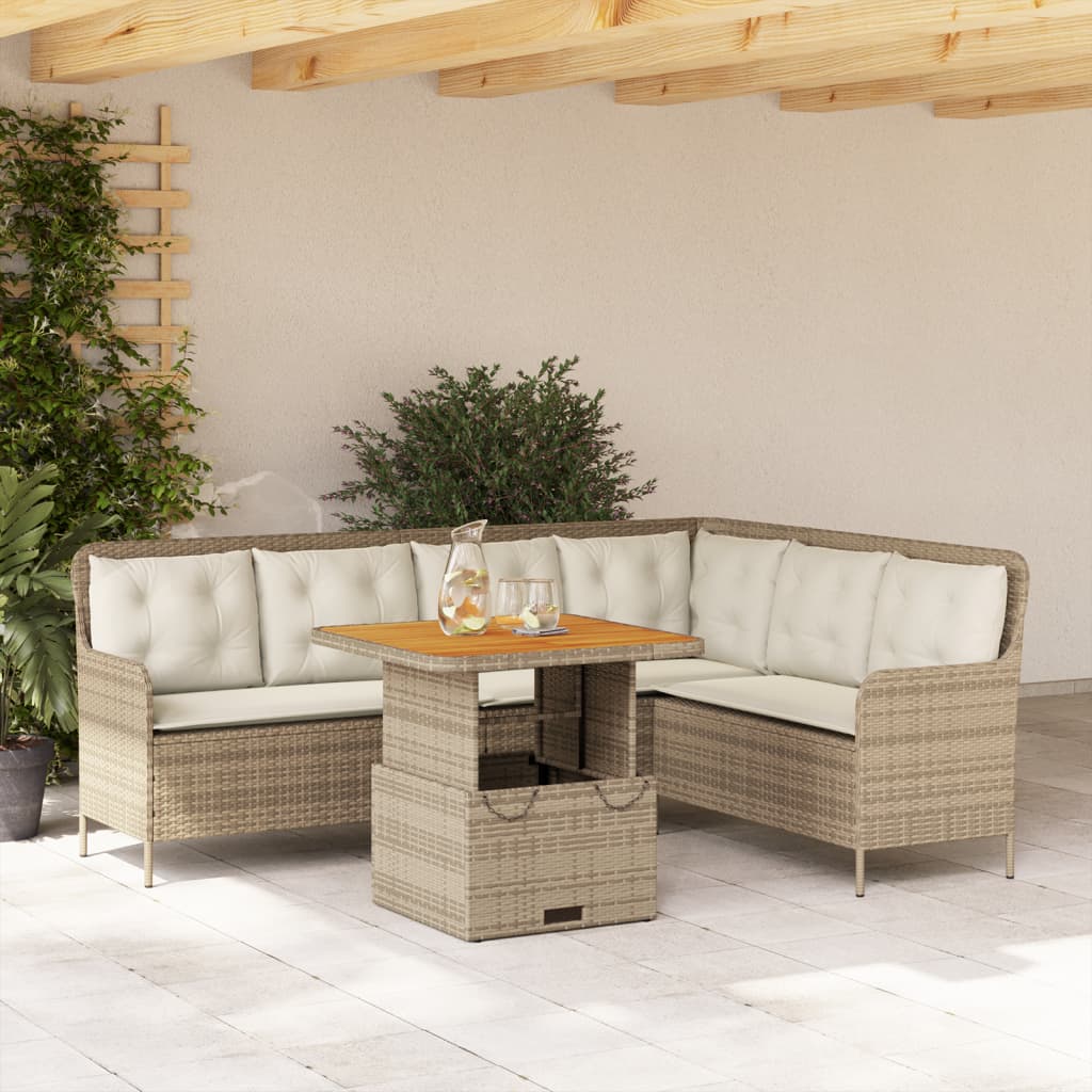 2-delige Loungeset met kussens poly rattan beige is nu te koop bij PeponiXL, paradijselijk wonen!