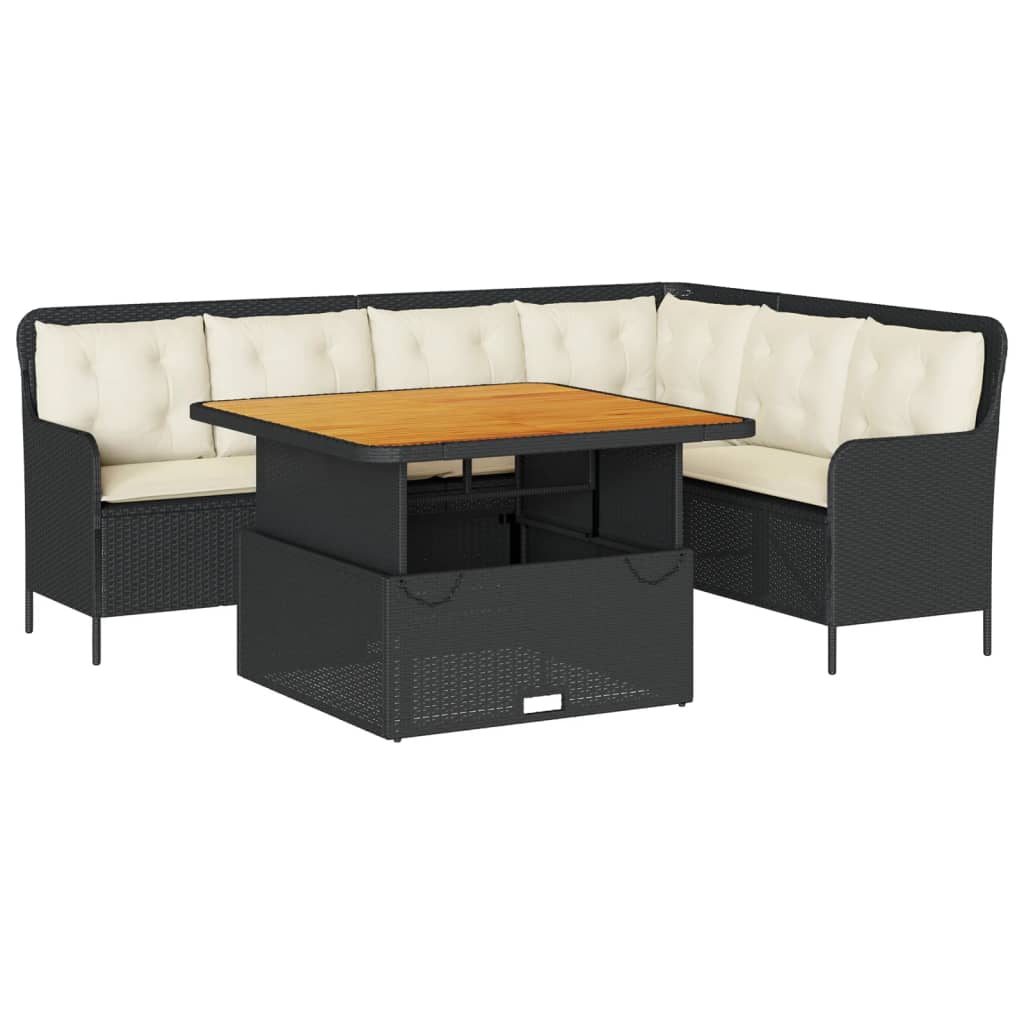 2-delige Loungeset met kussens poly rattan zwart is nu te koop bij PeponiXL, paradijselijk wonen!